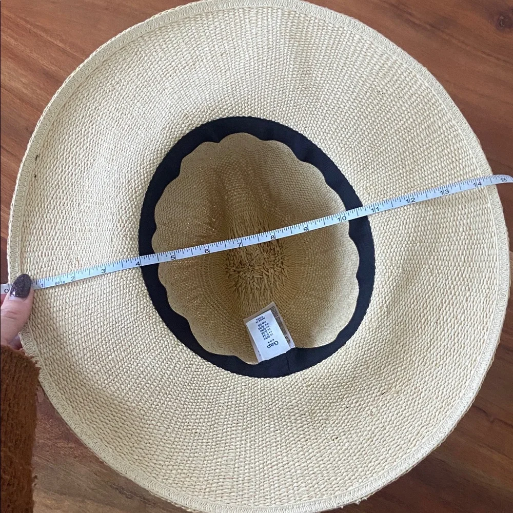 GAP straw woven hat rattan sun hat natural black ribbon band spring summer S/M